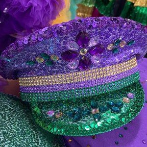 Mardi Gras Conductor Rhinestone Hat/Jazz Fest Captain Marching Band Drum Major